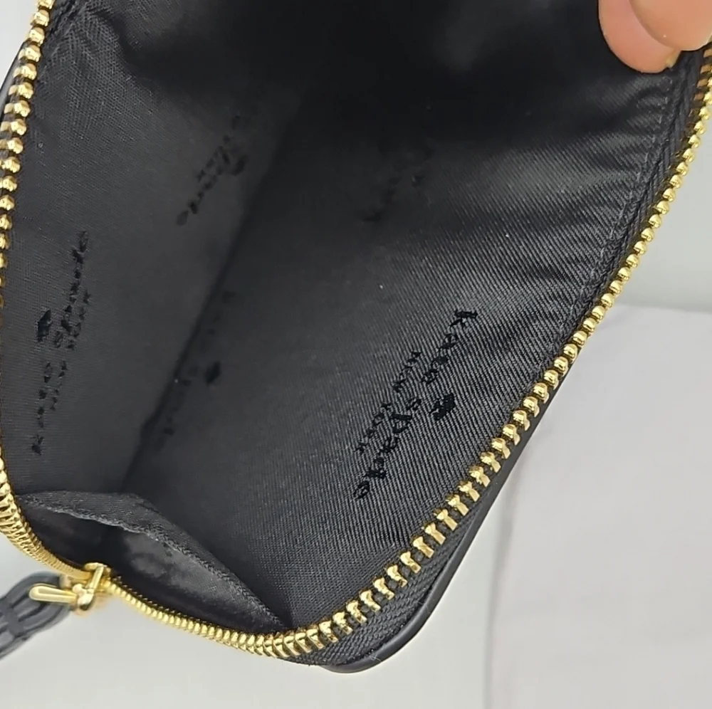 Kate Spade Lucy Small Card Holder Wristlet Black Saffiano Leather NWOT